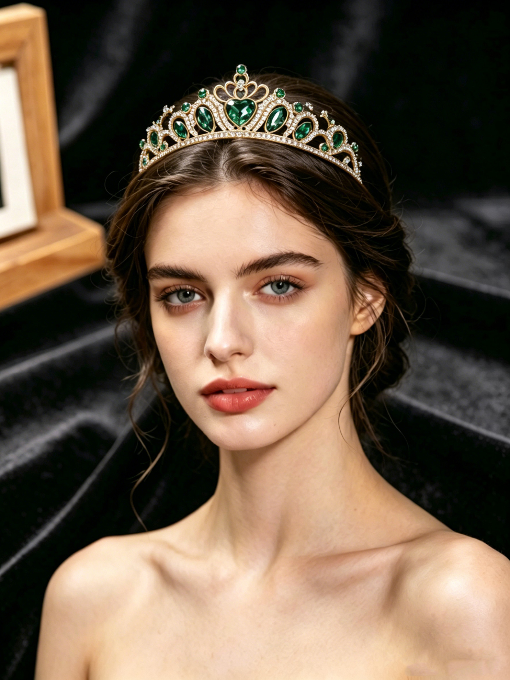 Women'S Formal Wear For Wedding - Retro Heart-Shaped Emerald Green Rhinestone Crown