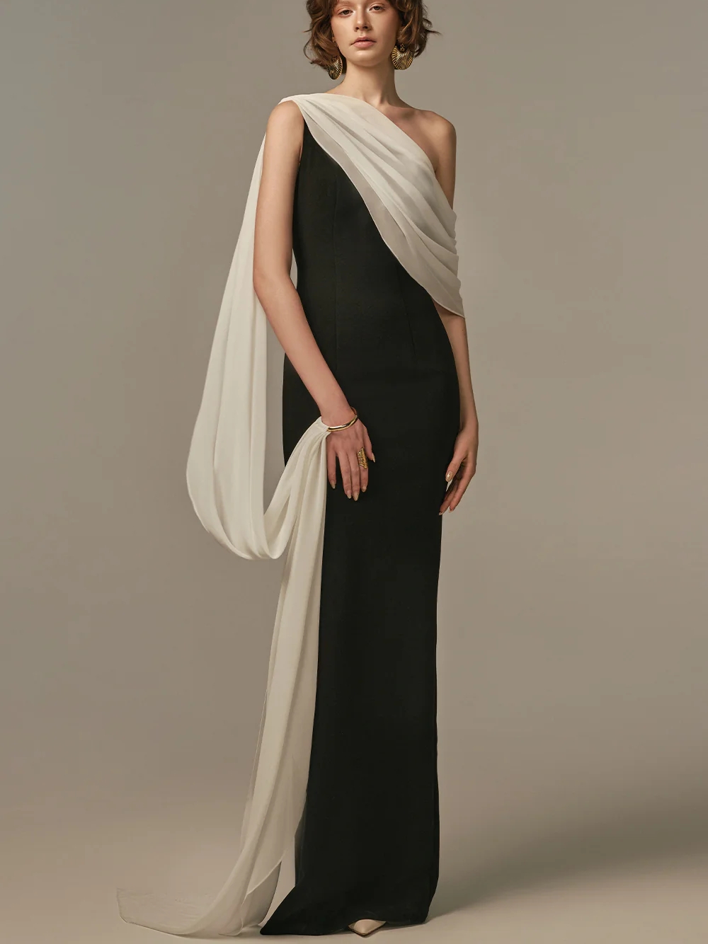 Elegant Two Tone Evening Gown  - Formal Gala Wear Women 리뷰 및 가격