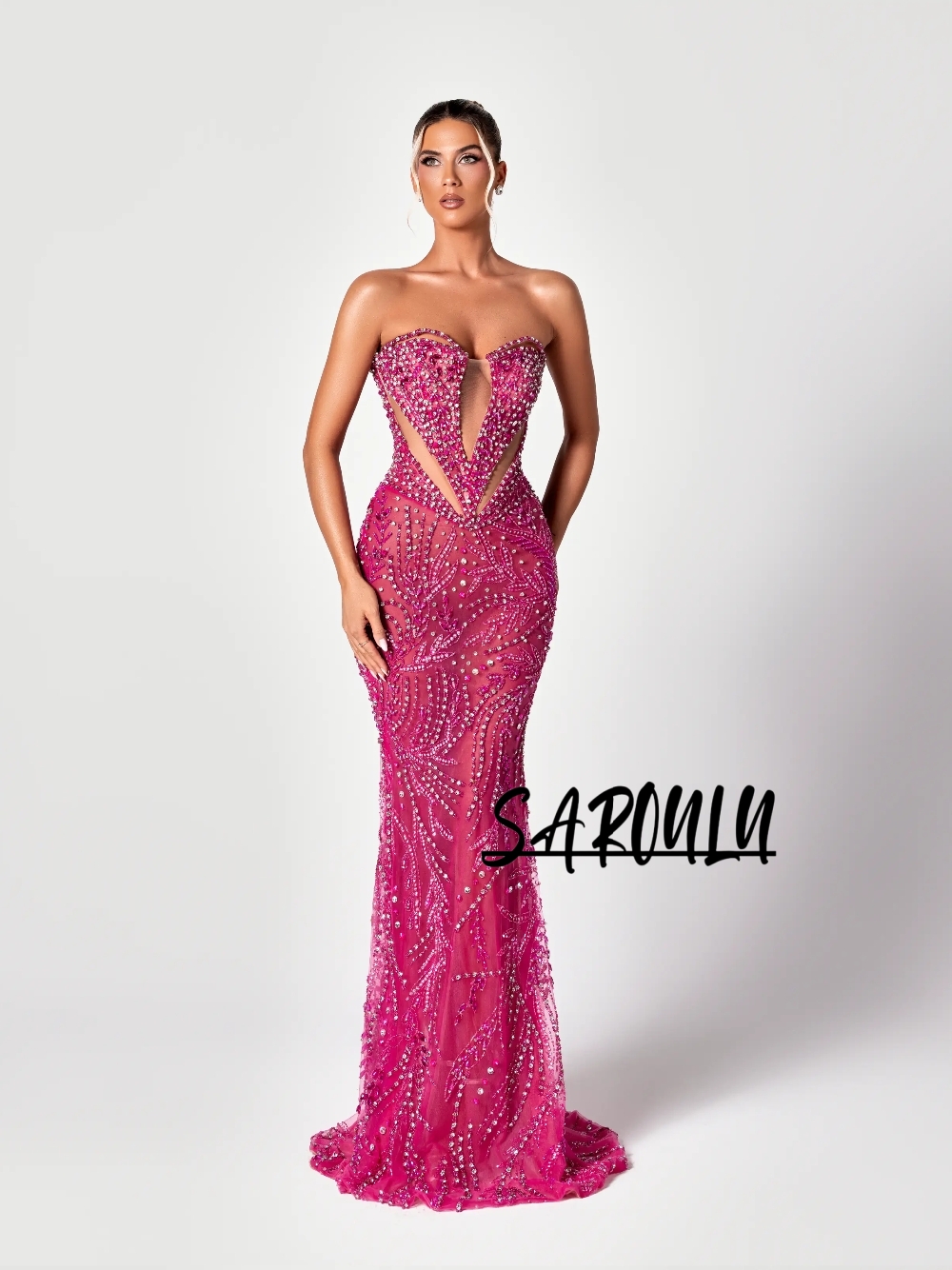 Fuchsia Cut Out Sweet Evening  - Formal Gala Wear Women 리뷰 및 가격
