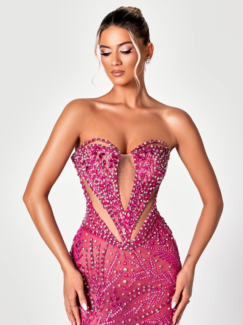 Fuchsia Cut Out Sweet Evening  - Formal Gala Wear Women 리뷰 및 가격