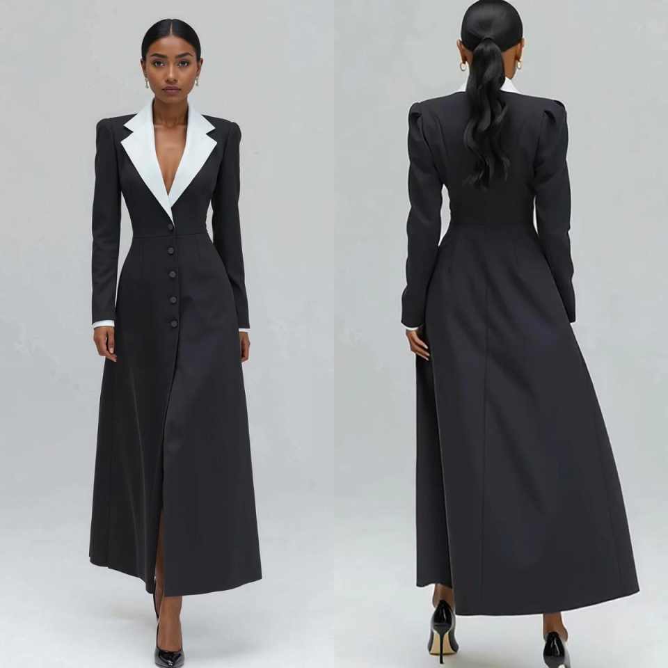 A Line Women Long Blazer Jacke - Women Formal Wear With Tie 리뷰 및 가격