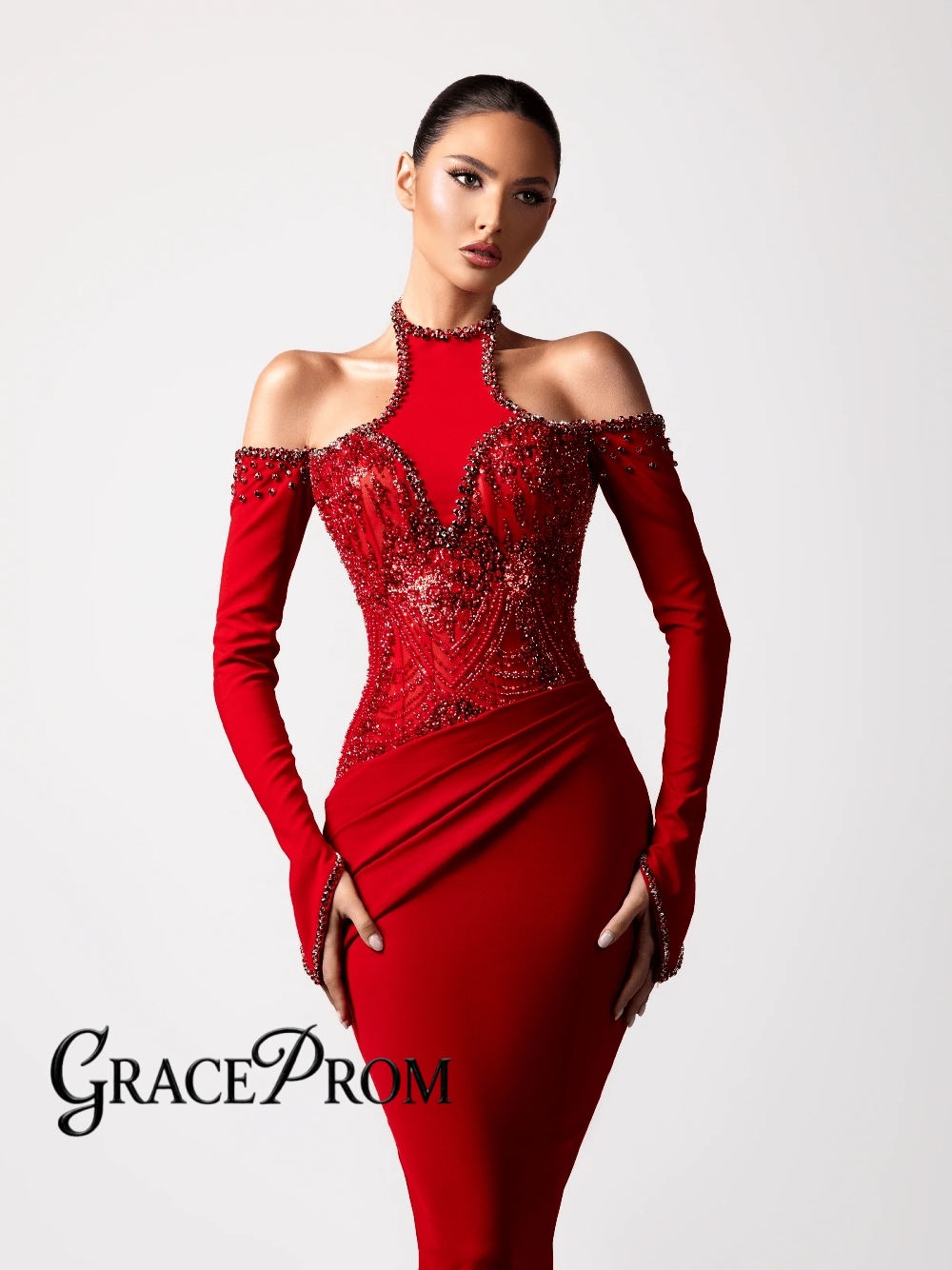 Red Sexy Halter Evening Dress  - Formal Gala Wear Women 리뷰 및 가격