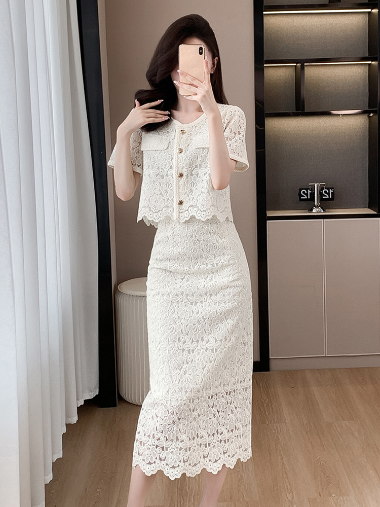 Summer Women Elegant Lace Flor - Pencil Skirt Midi 리뷰 및 가격