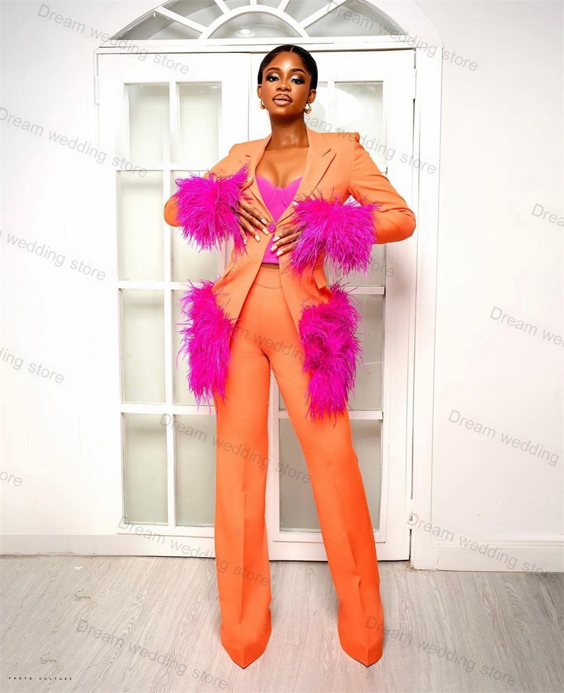Ostrich Feather Orange Women S - Women Formal Wear Tailor 리뷰 및 가격