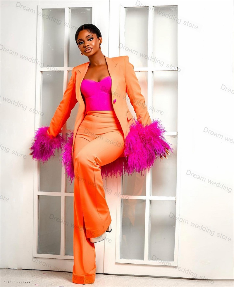 Ostrich Feather Orange Women S - Women Formal Wear Tailor 리뷰 및 가격
