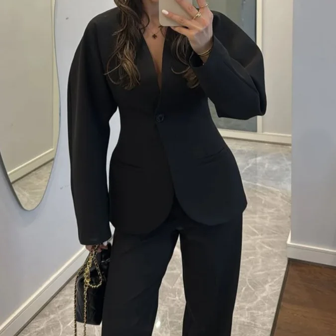2025 New Women Black V Neck Wa - Women Formal Wear With Tie 리뷰 및 가격