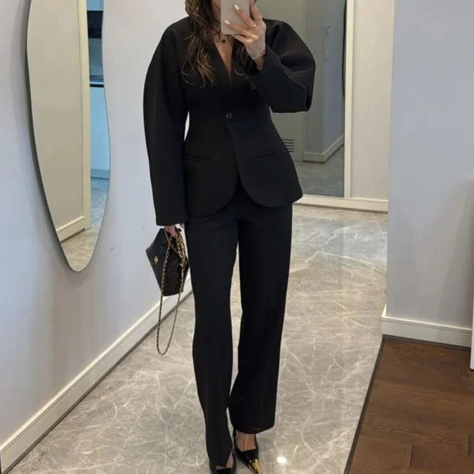 2025 New Women Black V Neck Wa - Women Formal Wear With Tie 리뷰 및 가격