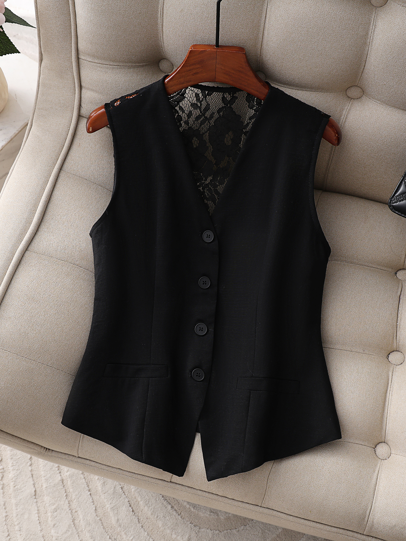 Women's Lace Back Suit Vest, V - Women Formal Wear Without Blazer 리뷰 및 가격