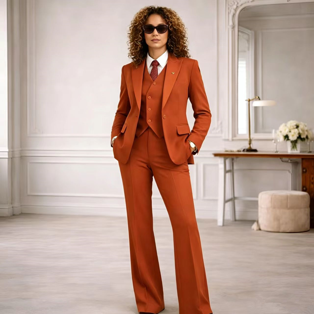 Rust Women's Suits 3 Pcs Vinta - Women Formal Wear Tailor 리뷰 및 가격