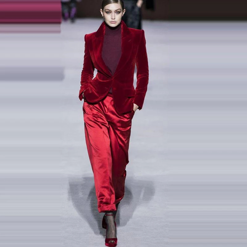 Women Pant Suits Wine Red Velv - Women Formal Wear Business 리뷰 및 가격