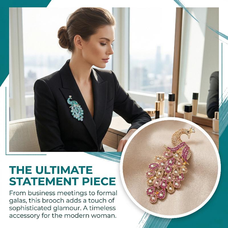Unique Peacock Brooch Pin For  - Women Formal Wear Look 리뷰 및 가격