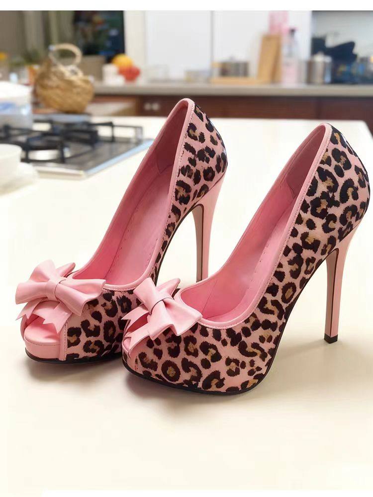 2026 Pink Leopard Print Bow Hi - Women'S Formal Wear For Wedding 리뷰 및 가격