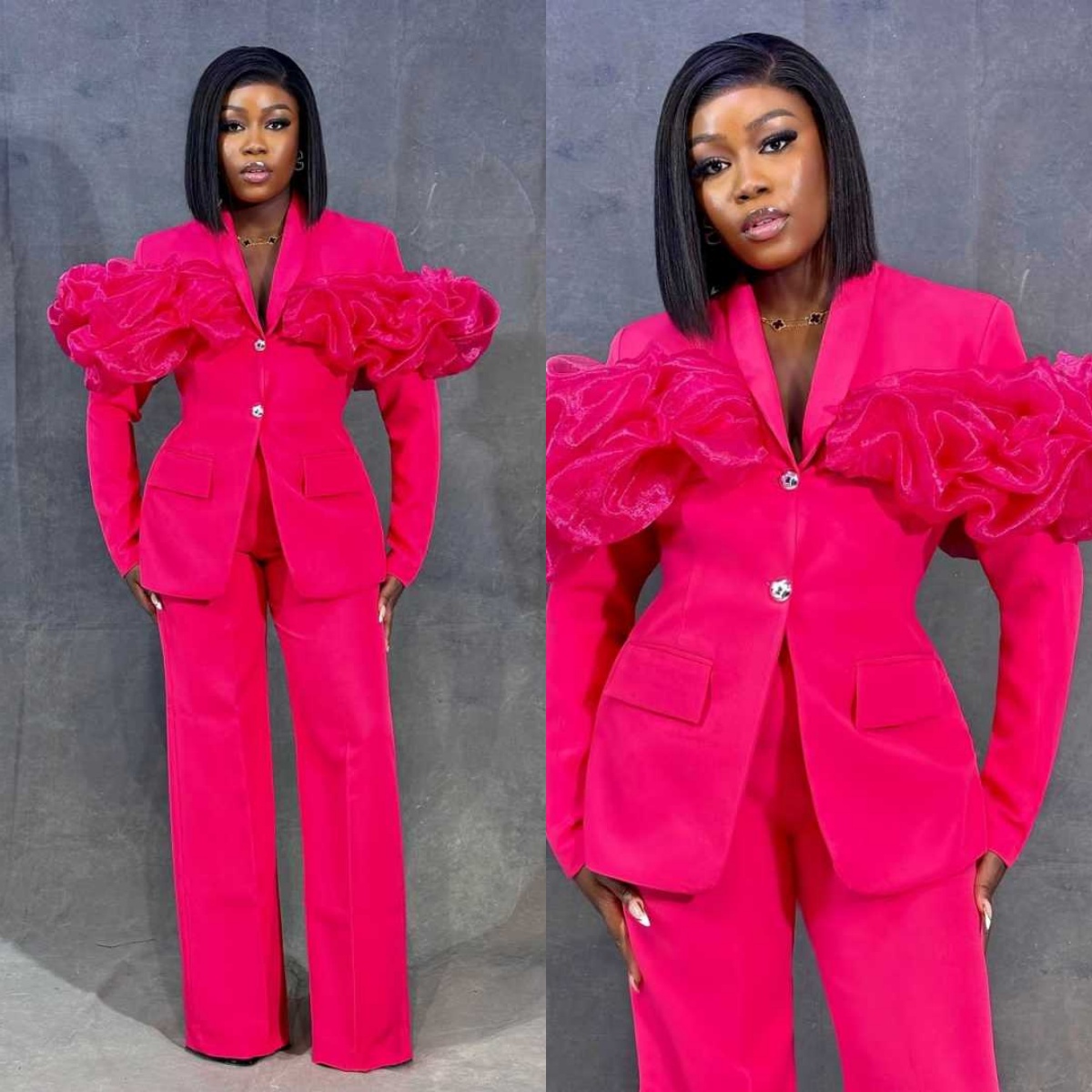 Customized Hot Pink Women Pant - Women Formal Wear With Tie 리뷰 및 가격