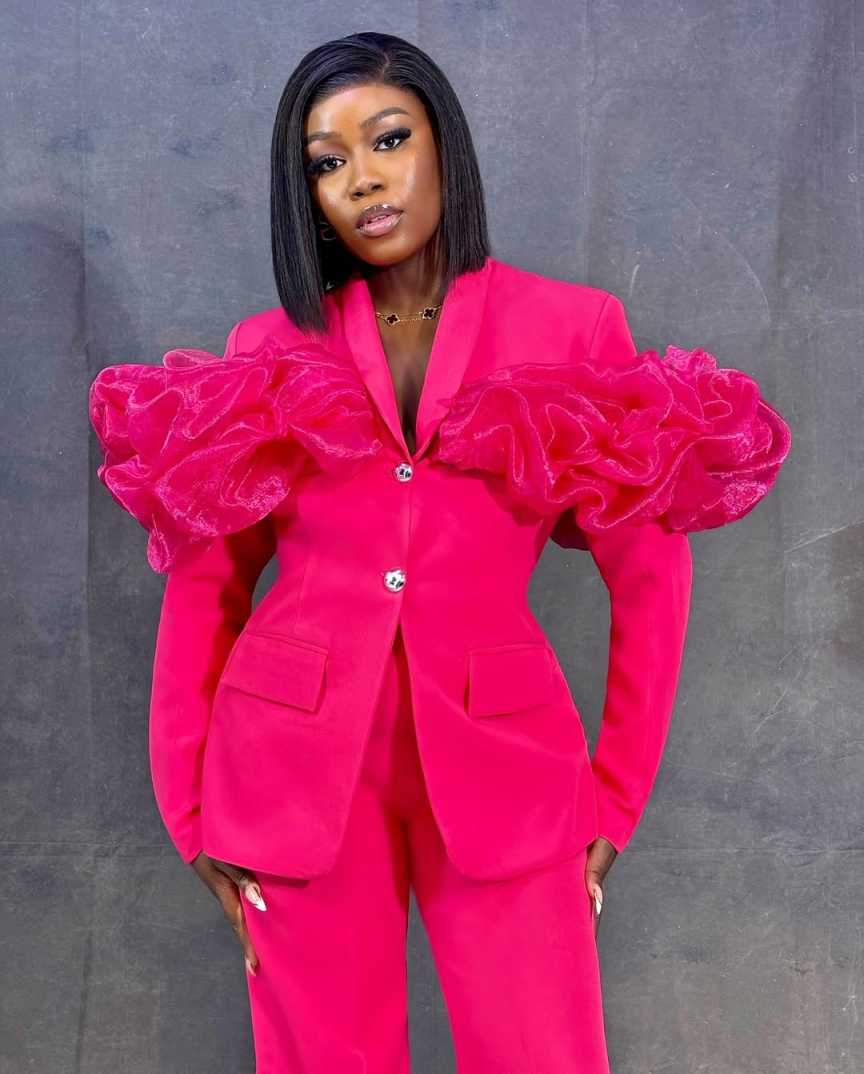 Customized Hot Pink Women Pant - Women Formal Wear With Tie 리뷰 및 가격