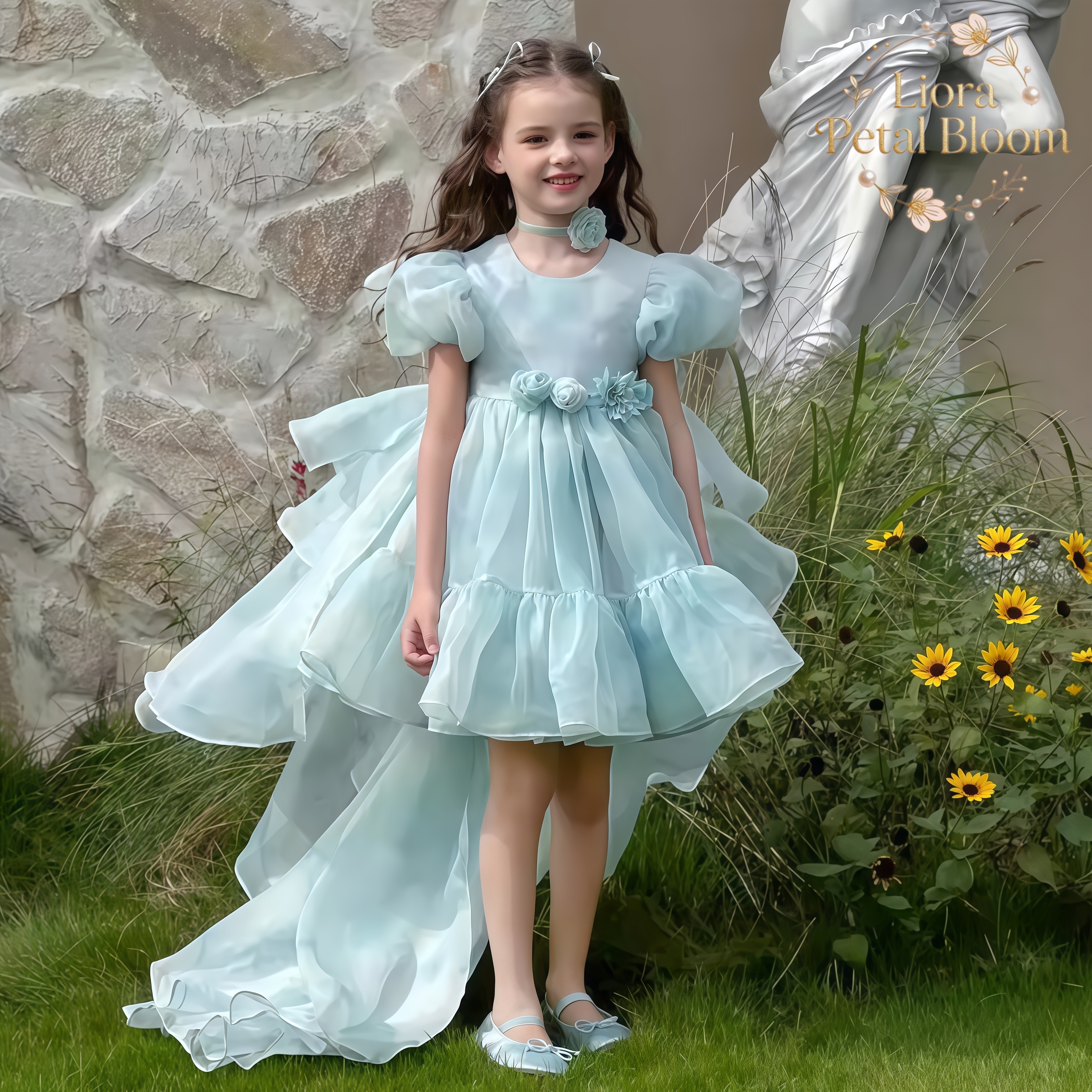 Blue Tulle Gown  Girls' Bow Pa - Formal Wear Women Us 리뷰 및 가격